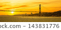 Bosphorus bridge spanning golden bosphorus strait at sunset 143831776