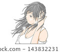 An illustration of a stylish and cute girl being blown by the wind. 143832231