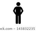 A stick figure silhouette of a man standing proudly. 143832235