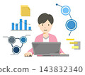 Illustration (icon) of a male programmer 143832340