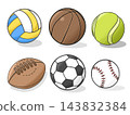 Illustration of a set of balls for various sports. 143832384