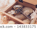 Antique keys and dried flowers 143833175