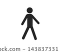 An illustration of a stick figure of a man walking. 143837331