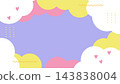 Cloud-like shapes and a pop-art background with hearts. 143838004