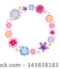 秋季花卉植物，帶框花環，水彩插圖。 143838183