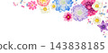 秋季花卉植物，背景框，橫向，水彩插圖。 143838185