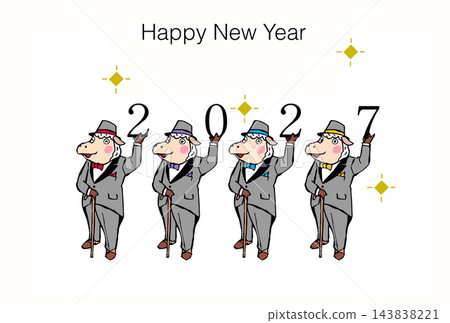 快樂的綿羊們互致新年祝福 快樂的綿羊們互致新年祝福 143838221