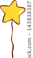 Handdrawn Yellow Star Balloon Illustration 143838387