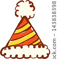 Cute Striped Birthday Party Hat Hand Drawn Illustration 143838398
