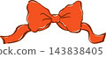 Cute Red Ribbon Bow Decorative  Hand Drawn Illustration 143838405