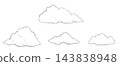 Hand-drawn illustrations of white clouds in various shapes 143838948