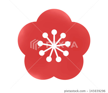 吉祥的紅色梅花，日式梅花圖示插圖，為早春增添色彩。 143839296