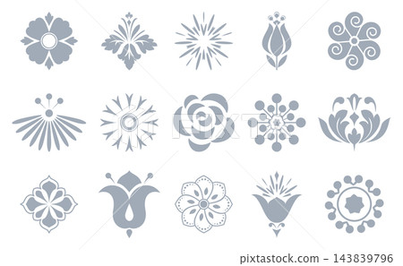 Flower icons set. Isolated elements for design. Vector graphics. Flower collection Flower icons set. Isolated elements for design. Vector graphics. Flower collection 143839796