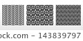 Geometric floral set of seamless patterns. Gray and black vector backgrounds. Damask graphic ornaments 143839797