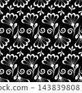 Flower geometric pattern. Seamless vector background. White and black ornament. 143839808