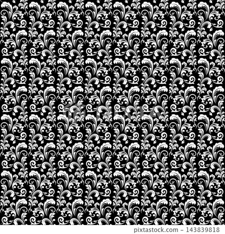 Flower pattern. Seamless white and black ornament. Graphic vector background. Flower pattern. Seamless white and black ornament. Graphic vector background. 143839818