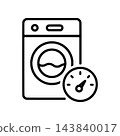 Washing machine with efficiency gauge (monochrome icon) 143840017
