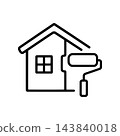 House wall and paint roller icon (monochrome) 143840018