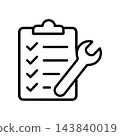 Checklist and wrench icon (monochrome) 143840019