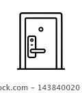 Smart lock front door - monochrome vector icon 143840020