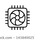 Processor with cooling fan, monochrome icon 143840025