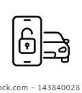 Rental car unlocked with a smartphone (monochrome icon) 143840028
