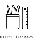 Ruler and pencil holder - stationery vector icons 143840029