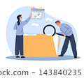 Business project management. Team planning tasks, deadlines, research and workflow organization, scheduling control and quality review process, teamwork vector cartoon isolated concept 143840235