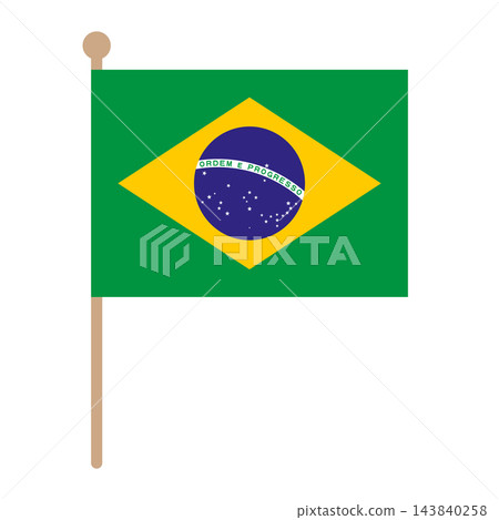 Brazil flag on wooden pole, isolated on transparent background. PNG. Vector Brazil flag on wooden pole, isolated on transparent background. PNG. Vector 143840258