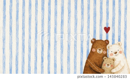 family of three teddy bears cuddling together in the bottom-right corner vector background  143840283