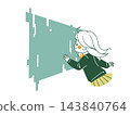 女學生面對電子螢幕—4種顏色 143840764