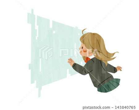 A female student facing a digital screen - Gash 143840765