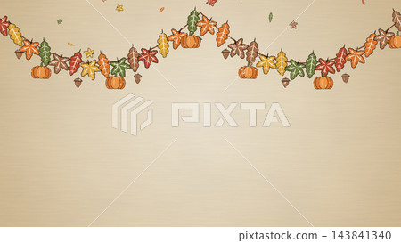 Leaf Garland Thanksgiving Linocut Copy Space Background Illustration Leaf Garland Thanksgiving Linocut Copy Space Background Illustration 143841340