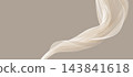 Luxury ivory sheer chiffon fabric flowing isolated on beige background with copy space 3D render 143841618