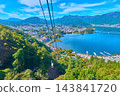 View of Lake Kawaguchi from the ropeway in Fujikawaguchiko Town, Yamanashi Prefecture. 143841720