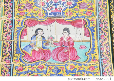 Iran, Shiraz, Eram Garden, Eram Palace, walls decorated with tiles Iran, Shiraz, Eram Garden, Eram Palace, walls decorated with tiles 143842001