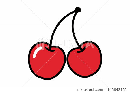 Cute Pair of Red Cherries Cartoon Vector Illustration Cute Pair of Red Cherries Cartoon Vector Illustration 143842131