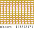 A seamless pattern of white sheep with a red border on a gold background. 143842171