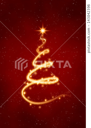 Christmas tree made of shiny gold particles Christmas tree made of shiny gold particles 143842396