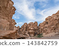Sandstone Canyon Walls in Little Petra, Jordan 143842759