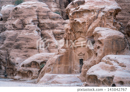 Rock Cut Facade in Little Petra, Jordan Rock Cut Facade in Little Petra, Jordan 143842767