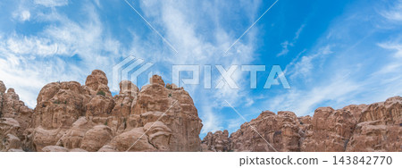 Sandstone rock formations in Little Petra, Jordan Sandstone rock formations in Little Petra, Jordan 143842770