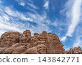 Sandstone rock formations and blue sky in Little Petra, Jordan 143842771