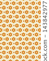 Retro-pop background material with large and small floral patterns - beige | Cute Showa-era retro style all-over pattern with yellow and orange flowers 143842977