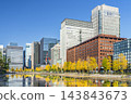 Autumn Tokyo cityscape: Ginkgo trees and skyscrapers along Hibiya Street [Chiyoda Ward, Tokyo] 143843673