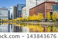 Autumn Tokyo cityscape: Ginkgo trees and skyscrapers along Hibiya Street [Chiyoda Ward, Tokyo] 143843676