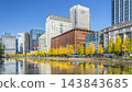 Autumn Tokyo cityscape: Ginkgo trees and skyscrapers along Hibiya Street [Chiyoda Ward, Tokyo] 143843685