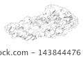 A cloud of foam, rendered as a hand-drawn pencil illustration. Suitable for designs related to cosmetics, cleaning services, water parks, laundries, car washes, breweries, household chemical products. 143844476