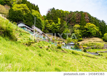 【傳統建築群重要保護區】落合,東祖屋山村:初夏景色-村道與房屋,德島縣三好市 【傳統建築群重要保護區】落合,東祖屋山村:初夏景色-村道與房屋,德島縣三好市 143845363