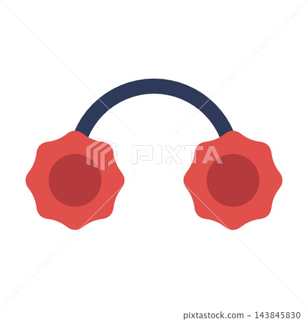 Red fluffy earmuffs with navy headband, cozy winter accessory clipart isolated on white Red fluffy earmuffs with navy headband, cozy winter accessory clipart isolated on white 143845830